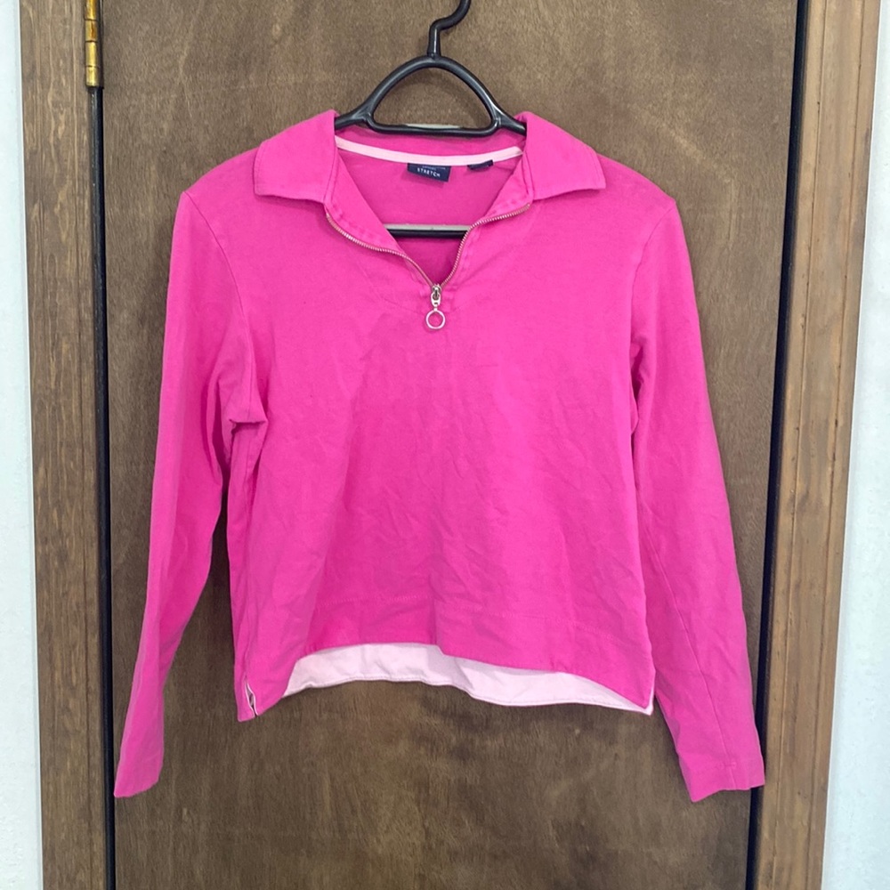 Pink Long Sleeve Half Zip up